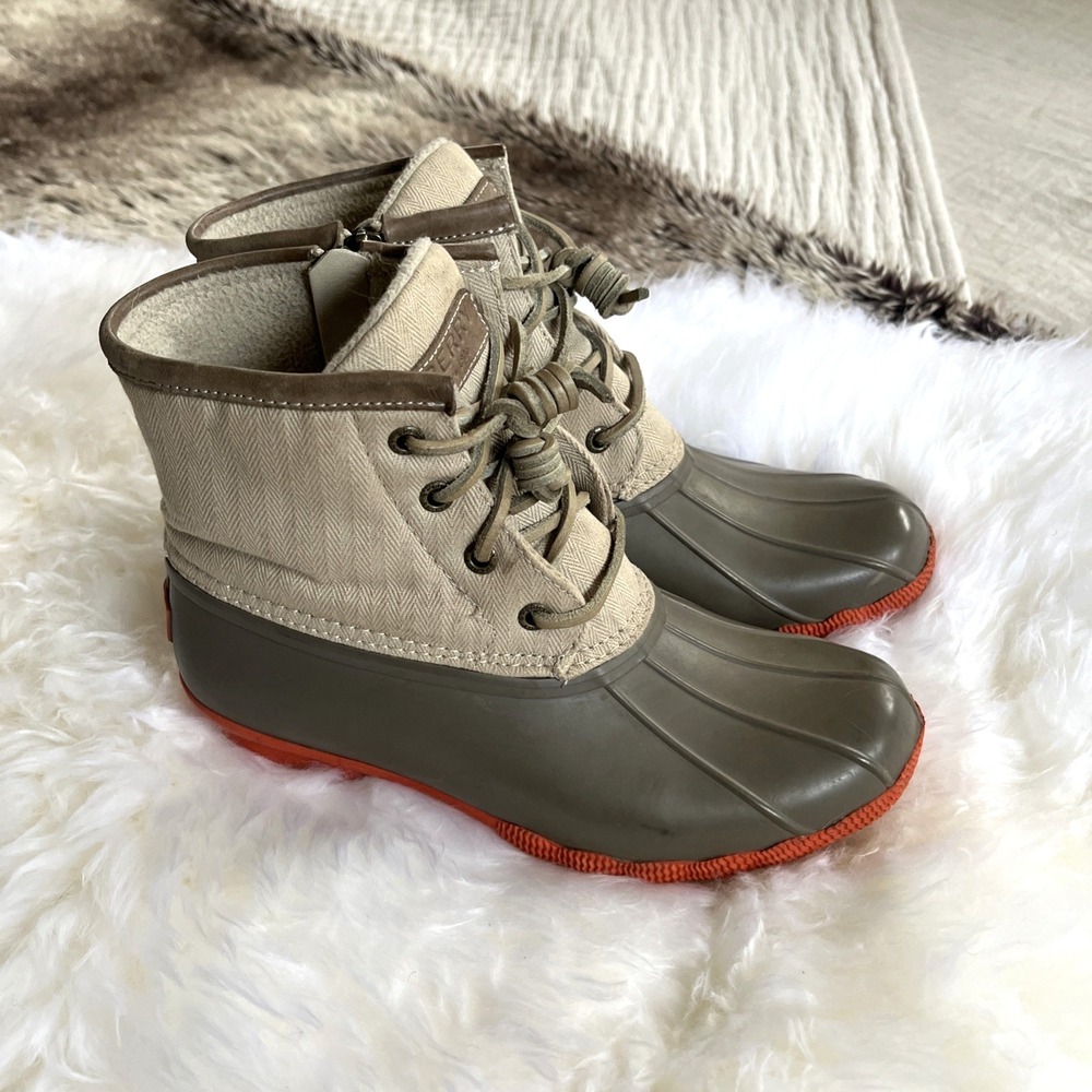 Sperry Top-Sider Rain Duck Boots Women's‎ 6.5 Beige & Orange